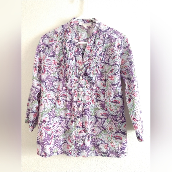 Pretty JM Collections Shirt Top Multicolor Abstract Print Size 6 Chest 38" - Picture 1 of 4